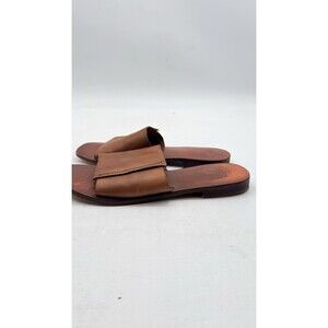 Free People Verona Sandals Women's boho Brown Leather Square Toe Slides W7.5